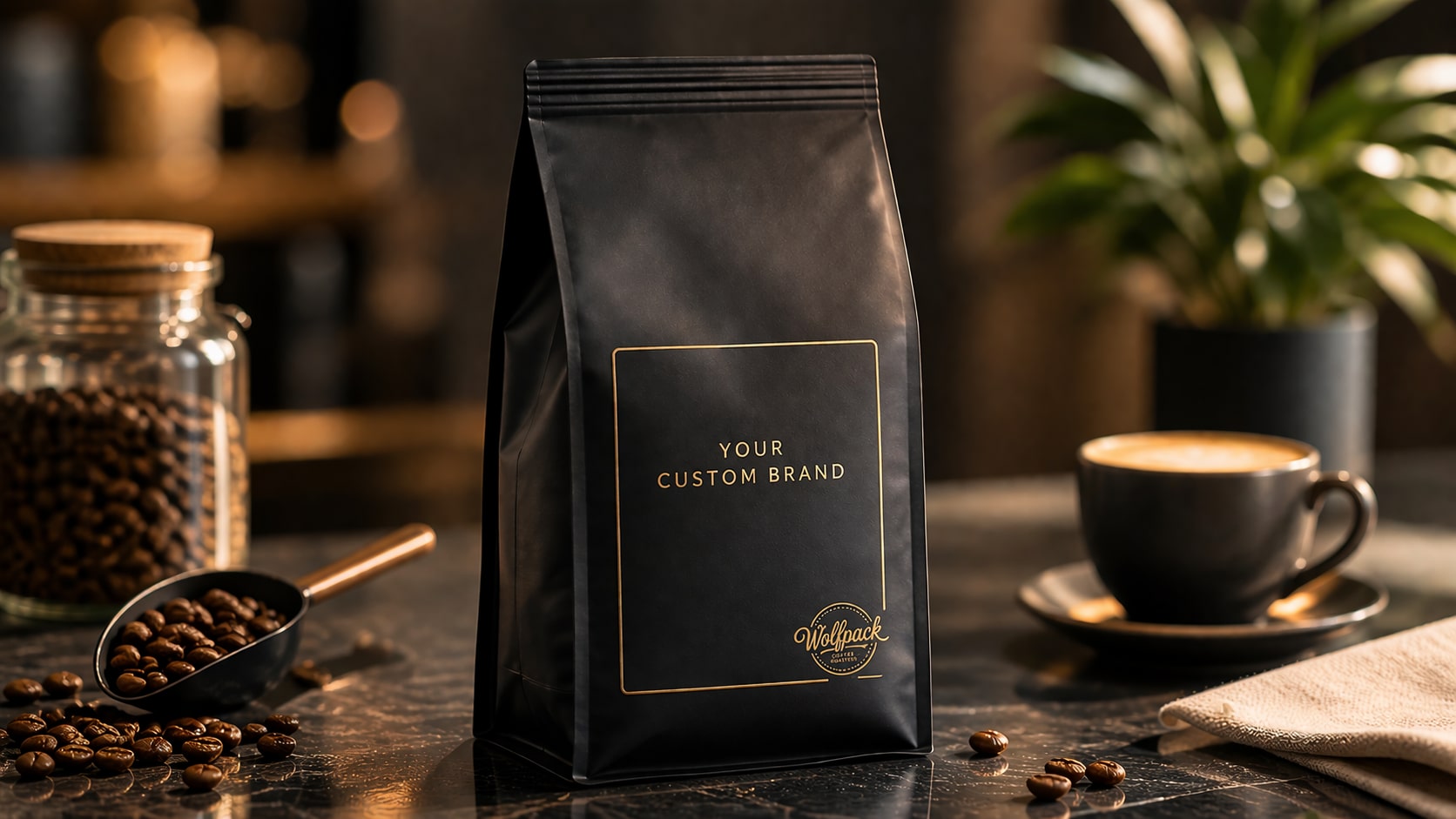 Custom branded white label coffee bag