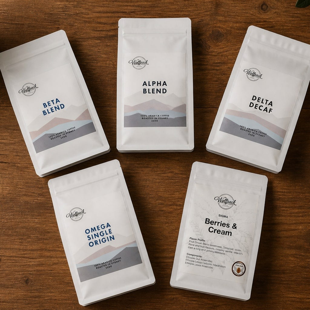Five distinct menu coffees