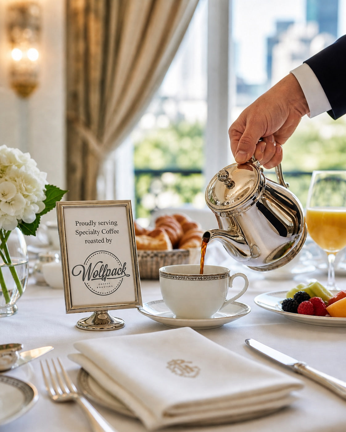Hotel breakfast coffee service